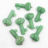 Key Shape Natural Stone Necklaces Pendants Charms 4Pcs