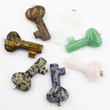 Key Shape Natural Stone Necklaces Pendants Charms 4Pcs