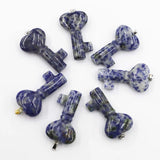 Key Shape Natural Stone Necklaces Pendants Charms 4Pcs