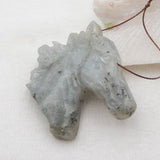 Labradorite Horse Head Pendant Bead 43x39x10mm 28g