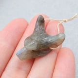 Labradorite Wolf Head Necklace Pendant 28x21x11mm
