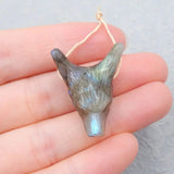 Labradorite Wolf Head Necklace Pendant 28x21x11mm