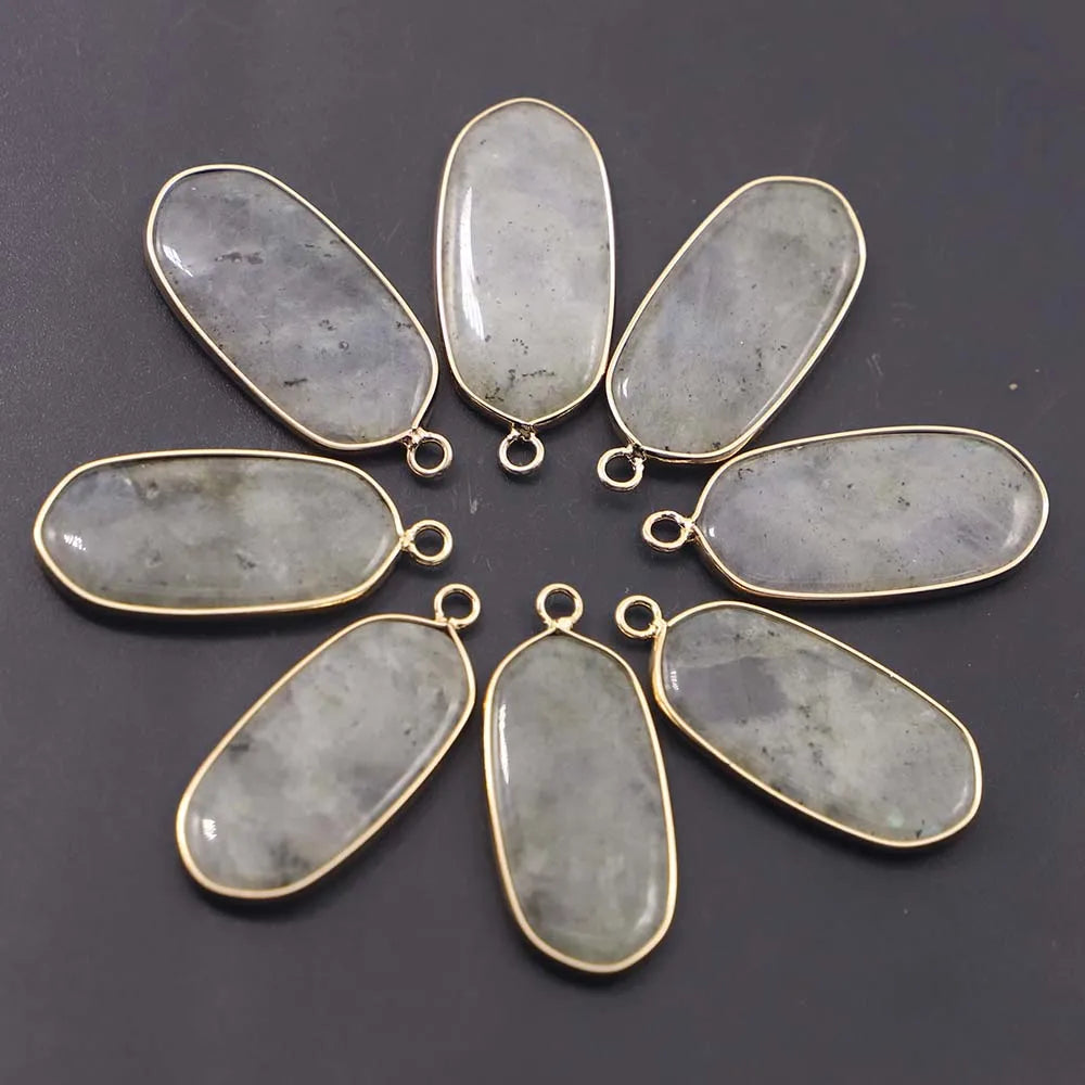 Labradorite Multicolor Gilt Edge Pendant Necklace DIY Jewelry