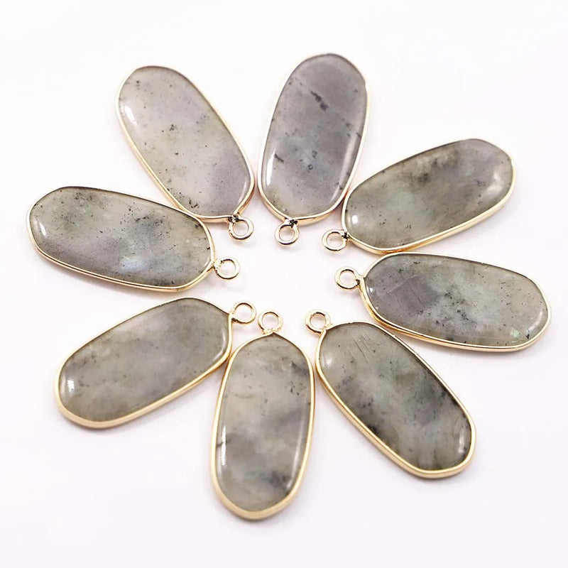 Labradorite Multicolor Gilt Edge Pendant Necklace DIY Jewelry