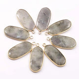 Labradorite Multicolor Gilt Edge Pendant Necklace DIY Jewelry
