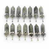 Labradorite Pillar Point Pendants Hexagonal Column Shape DIY Men Necklace
