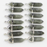 Labradorite Pillar Point Pendants Hexagonal Column Shape DIY Men Necklace