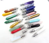 Labradorite Quartz Lapis Tiger Eye Pillar Pendant Chakra Necklace DIY 8pc