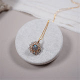 Labradorite Sun Flower Pendant Necklace S925 Silver Romantic Jewelry Gift