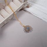 Labradorite Sun Flower Pendant Necklace S925 Silver Romantic Jewelry Gift