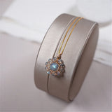 Labradorite Sun Flower Pendant Necklace S925 Silver Romantic Jewelry Gift
