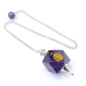 Lapis Lazuli Amethyst Geometric Cube Pendulum Crystal Pendant
