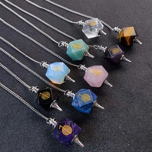 Lapis Lazuli Amethyst Geometric Cube Pendulum Crystal Pendant