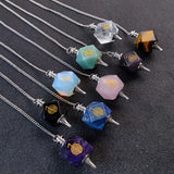 Lapis Lazuli Amethyst Geometric Cube Pendulum Crystal Pendant