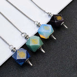 Lapis Lazuli Amethyst Geometric Cube Pendulum Crystal Pendant