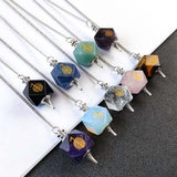 Lapis Lazuli Amethyst Geometric Cube Pendulum Crystal Pendant