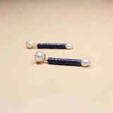 Lapis Lazuli & Freshwater Pearl Beaded Earrings