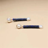 Lapis Lazuli & Freshwater Pearl Beaded Earrings
