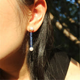 Lapis Lazuli & Freshwater Pearl Beaded Earrings