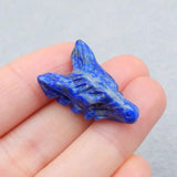 Lapis Lazuli Carved Wolf Head Pendant Bead 27x17x10mm