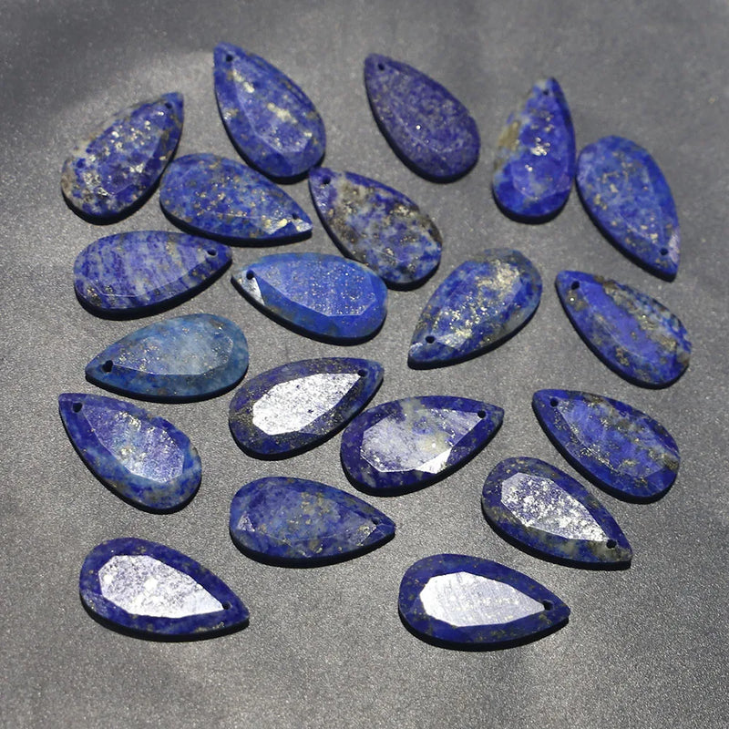 Lapis Lazuli Faceted Drop Shape Pendant Beads 8Pcs