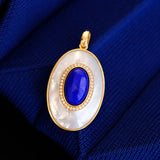 Lapis Lazuli Fritillary Pendant Necklace Retro Style Women