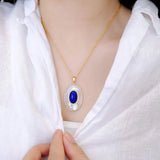 Lapis Lazuli Fritillary Pendant Necklace Retro Style Women