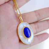 Lapis Lazuli Fritillary Pendant Retro Style Necklace