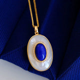 Lapis Lazuli Fritillary Pendant Retro Style Necklace