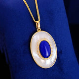 Lapis Lazuli Fritillary Pendant Retro Style Necklace