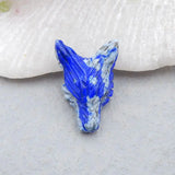 Lapis Lazuli Wolf Head Pendant Bead 25x17x9mm