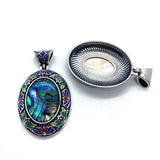 Lapis Lazuli Shell Inlaid Metal Oval Pendant DIY Necklace Bracelet