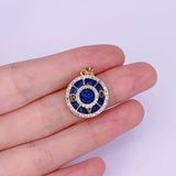 Lapis Lazuli Pendant Charms Brass Plated With Cubic Zirconia 17x19mm