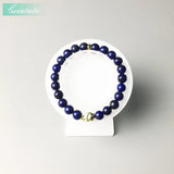 Lapis Lazuli Stone Beads Strand 8MM Skull Gold-color Bracelet