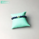 Lapis Lazuli Stone Beads Strand 8MM Skull Gold-color Bracelet
