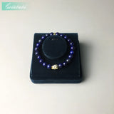 Lapis Lazuli Stone Beads Strand 8MM Skull Gold-color Bracelet