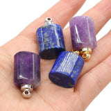 Natural Stone Lapis Amethysts Perfume Bottle Charm Pendant for DIY Necklace