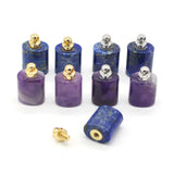 Natural Stone Lapis Amethysts Perfume Bottle Charm Pendant for DIY Necklace