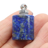 Natural Stone Lapis Amethysts Perfume Bottle Charm Pendant for DIY Necklace