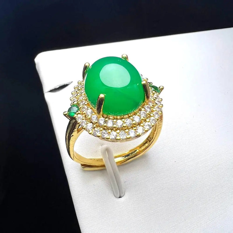 Natural Stone Agate Finger Ring Charm Rings Copper Stone Rings