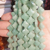 Natural Stone Leaf Beads Four Flowers Lapis Lazuli Malachite Crystal Agate