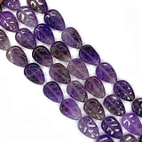 Amethyst Leaf-shaped Double-sided Beads 10x14x6mm - DIY Jewelry Making