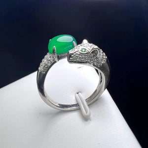 Leopard Agate Adjustable Finger Ring Copper Gem Stone Rings