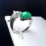 Leopard Agate Adjustable Finger Ring Copper Gem Stone Rings