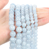 Natural Stone Light Aquamarine Beads Smooth Round Spacer Beads 6/8/10MM