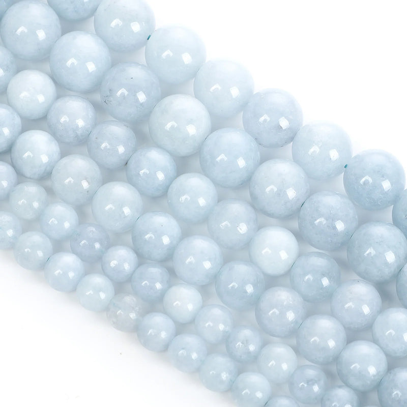 Natural Stone Light Aquamarine Beads Smooth Round Spacer Beads 6/8/10MM
