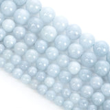 Natural Stone Light Aquamarine Beads Smooth Round Spacer Beads 6/8/10MM