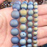 Light Druzy Agate Spacer Round Stone Beads 6-12MM DIY Jewelry Making