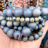 Light Druzy Agate Spacer Round Stone Beads 6-12MM DIY Jewelry Making