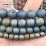 Light Druzy Agate Spacer Round Stone Beads 6-12MM DIY Jewelry Making